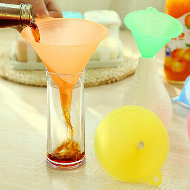 5PCS 5 Size Colorful Plastic Liquid Oil Funnel Kitchen Funnel