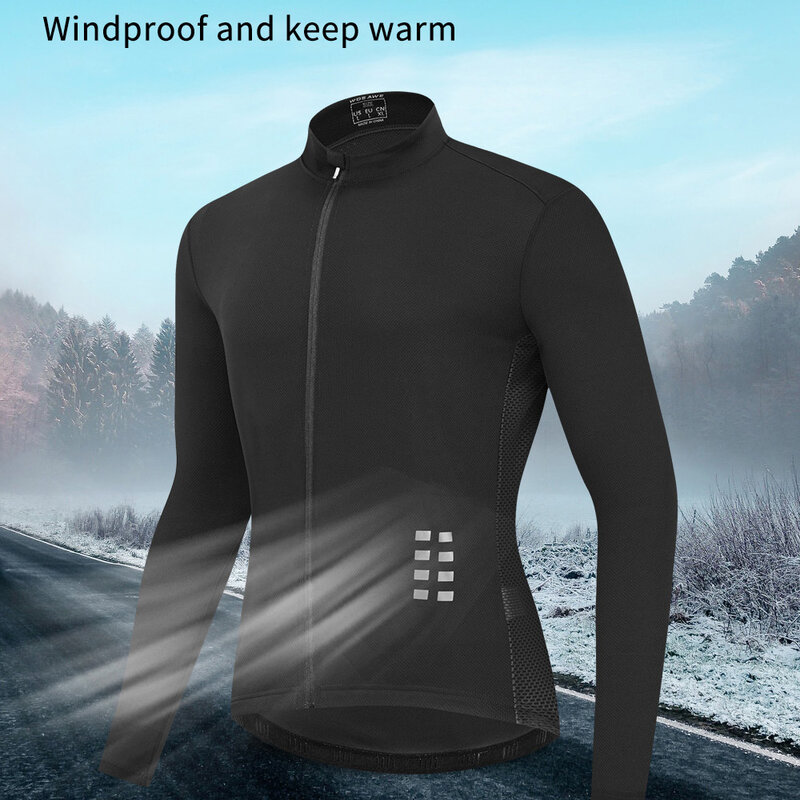 Wosawe-jaqueta masculina para ciclismo, malha respirável, reflexiva, manga longa, à prova de vento, mtb, ciclismo