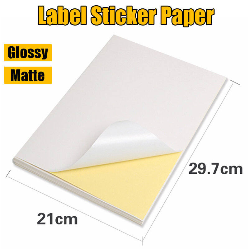 A4 Label Sticker Afdrukken Papier Glossy Matte Blanco Label Zelfklevend Papier 50 Vellen