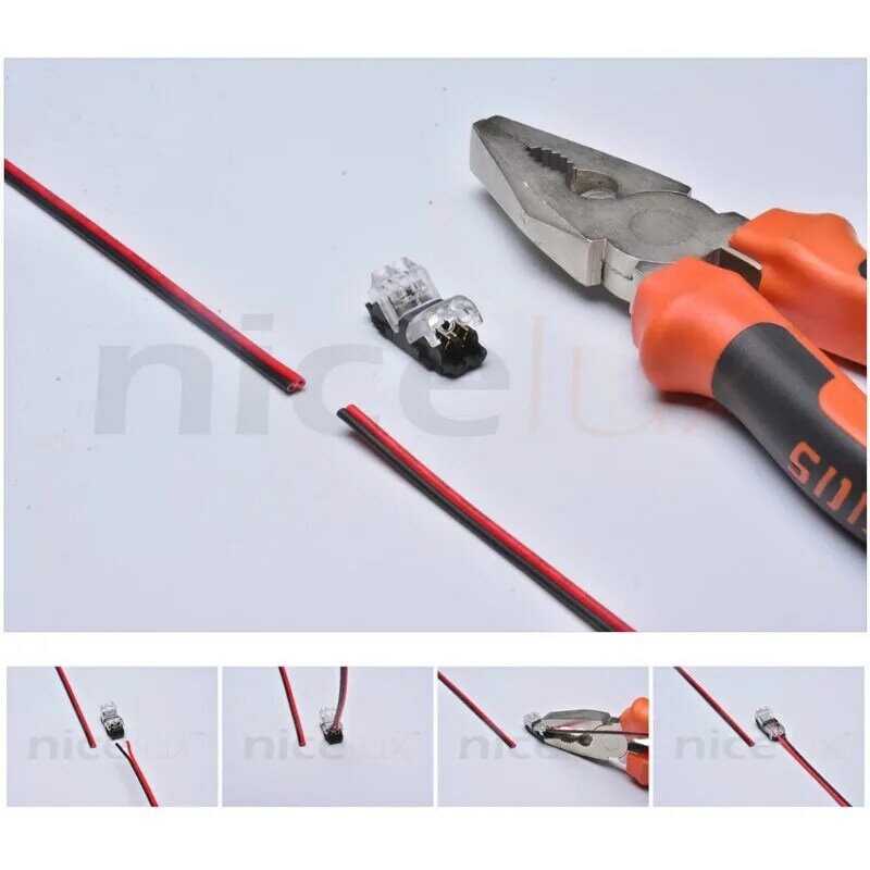 5pcs I Shape connettore elettrico per cablaggio a filo a giunzione rapida per 2 Pin 22-20 AWG LED Strip Cable Crimp morsettiere conduttore