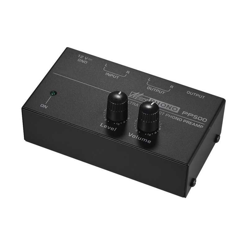 PP500 Ultra-compact Phono Preamp Preamplifier with Level & Volume Controls RCA Input & Output 1/4" TRS Output Interfaces
