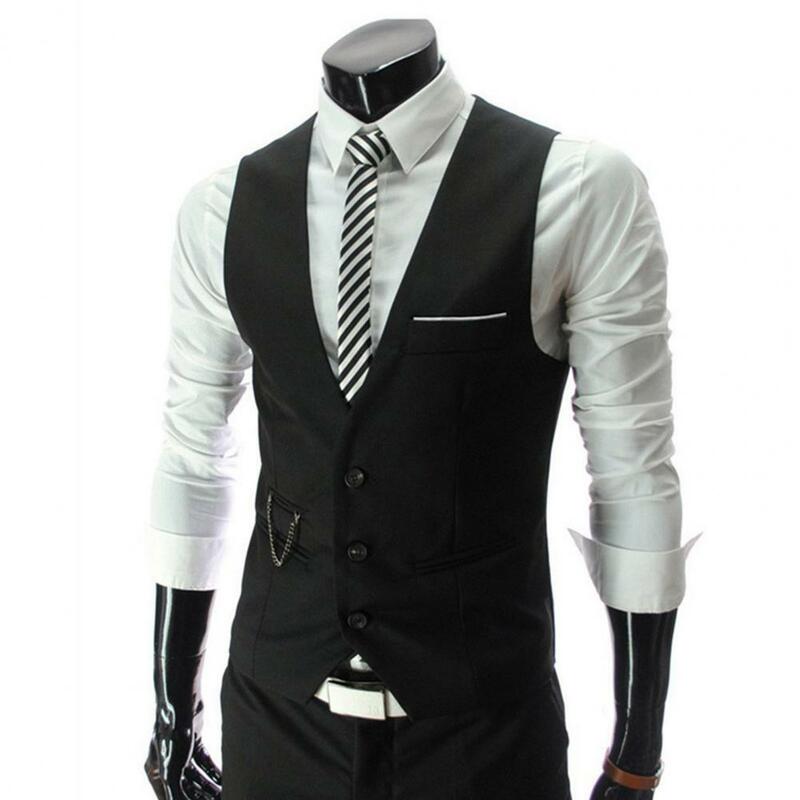 Kieszenie bez rękawów prosty garnitur kamizelka jednokolorowa męska formalna kamizelka biznesowa odzież robocza
