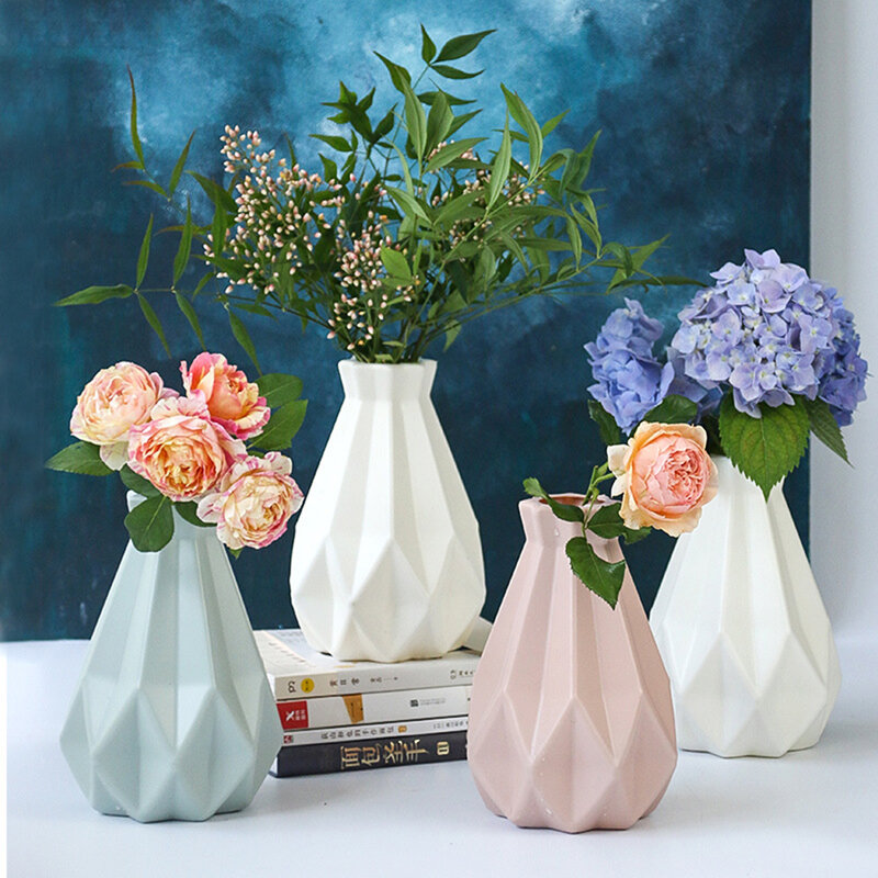 Estilo nórdico vaso de plástico imitação cerâmica vaso de flores cesta flor vaso de mesa decoração para casa
