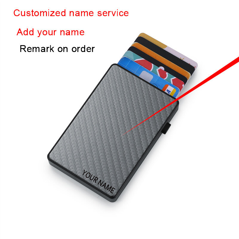 거치대 탄소 섬유 카드홀더 거치대 지갑, 자동 RFID 신용카드 홀더 카드홀더 거치대 케이스, 카드 6 개, 은행 카드 2024 장, 신제품