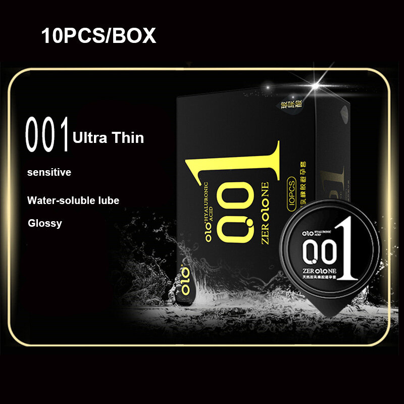 OLO ULTRA THIN CONDOM 0.01 Feeling Penis Sleeve Hyaluronic Acids Rubber latex Ejaculation Delay dotted Condoms intimate sex toy