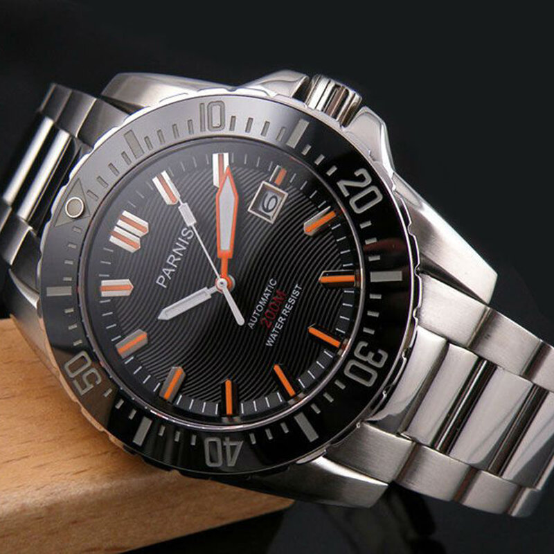 Parnis 44MM Luxury Automatic Diver Watch Waterproof 200m Stainless Steel Mechanical Men's Watches Sapphire Glass With Box Gift