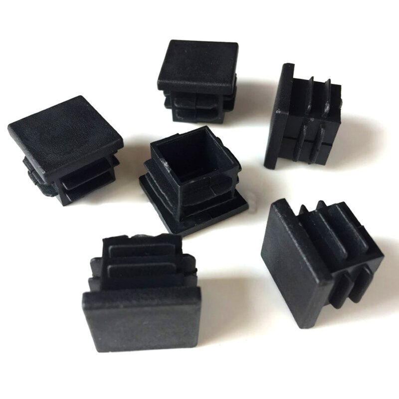 Bouchons carrés noirs en plastique pour pieds de chaise, bouchons de Tube, 10x10mm 13x13mm 15x15mm 16x16mm-50x50mm, 4 pièces