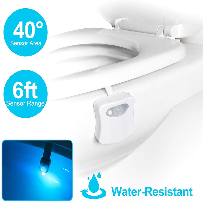 Smart PIR capteur de mouvement siège de toilette veilleuse 8 couleurs étanche rétro-éclairage pour cuvette de toilette LED Luminaria lampe WC lampe de toilette