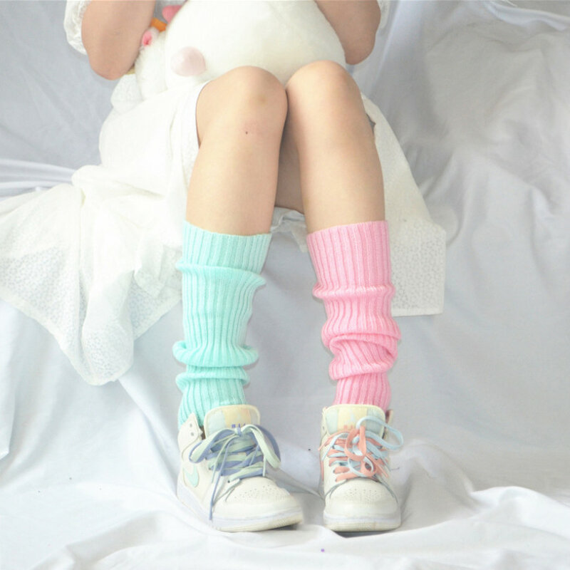 Милые гетры для девочек, шерстяные вязаные бабочки для ног, женские осенние Разноцветные носки, нагревательные носки, гетры в японском стиле