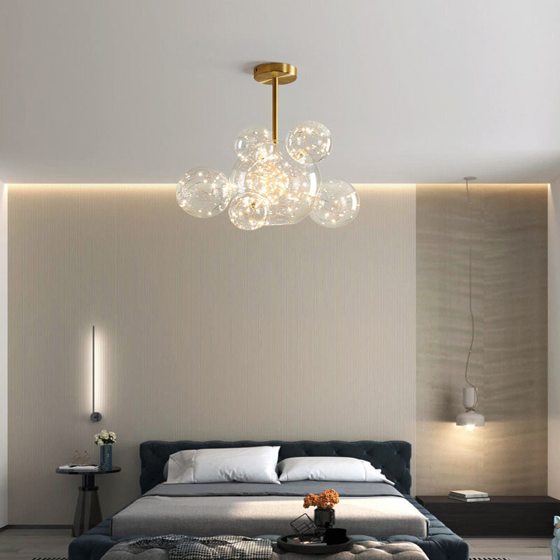 Artpad Gold LED Ceiling Pendant Light Living Bedroom Gypsophila Hanging Light Fixtures for Celling Decor Dinning Room Lighting