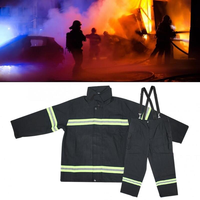 Chama-roupas retardadoras à prova de fogo à prova de calor bombeiros proteção reflexiva casaco calças equipamento de combate a incêndio 4 tamanho opcional