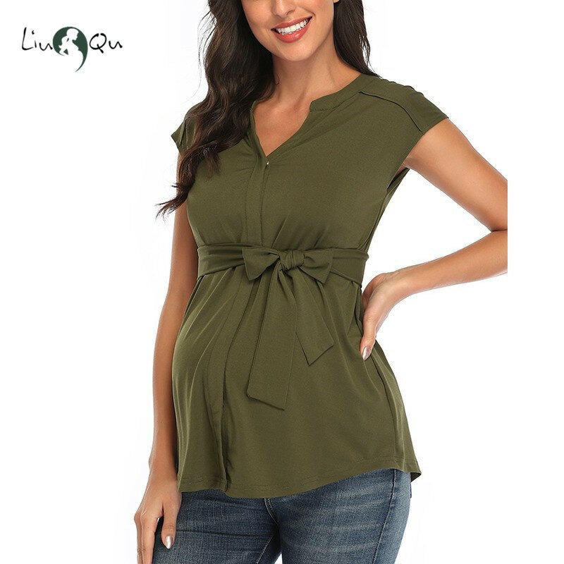 Женские майки для беременных футболки без рукавов для беременных рубашки с поясом для беременных летние классические топы Женская одежда