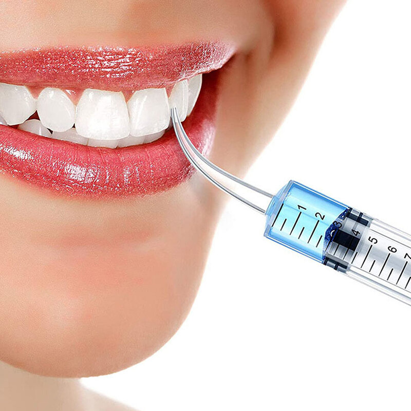 2 قطعة واضح المتاح الأسنان الري حقنة مع قمة منحنية طقم الأسنان 12 مللي أدوات العناية بالأسنان
