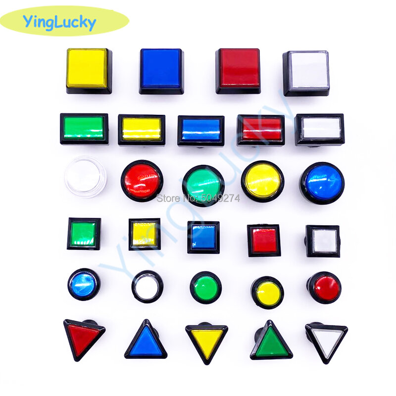 Free shipping arcade button with 12V led bulb square button 51mm 33mm rectangular button 51*30mm triangle round button 28mm 45mm