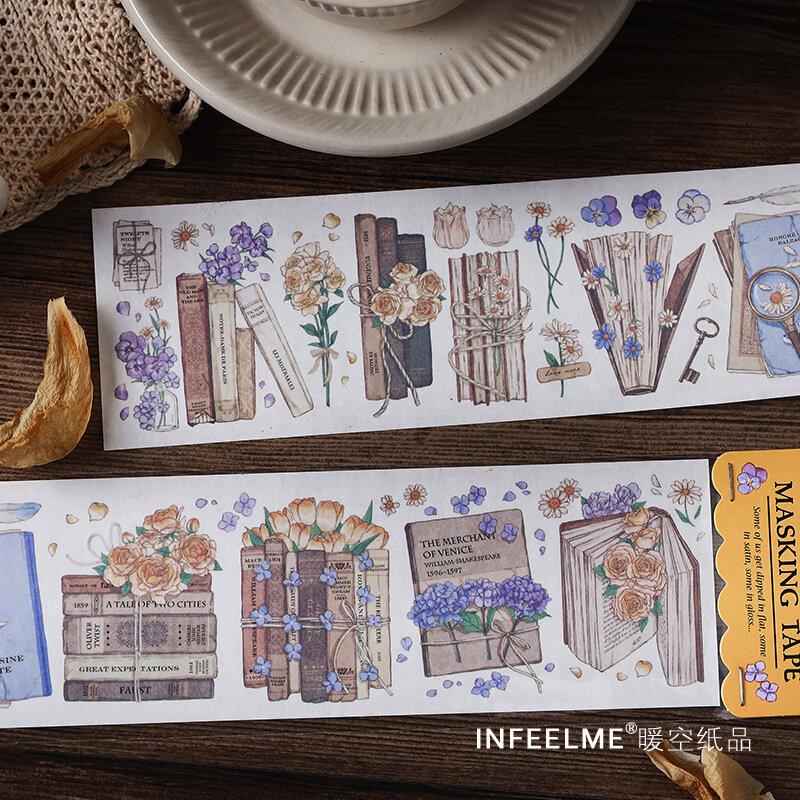 Flower Book Paper Masking Tape, DIY Diário Scrapbooking Decorações, fita Washi