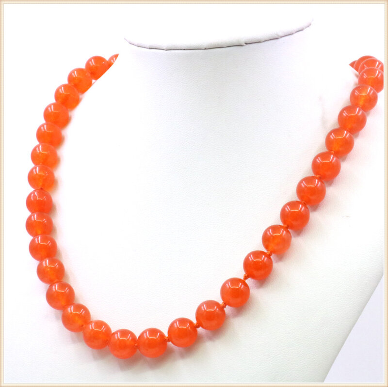 8 10mm collana di calcedonio di giada arancione rotonda pietra naturale volante chiusura accessorio collane gioielli da donna Design