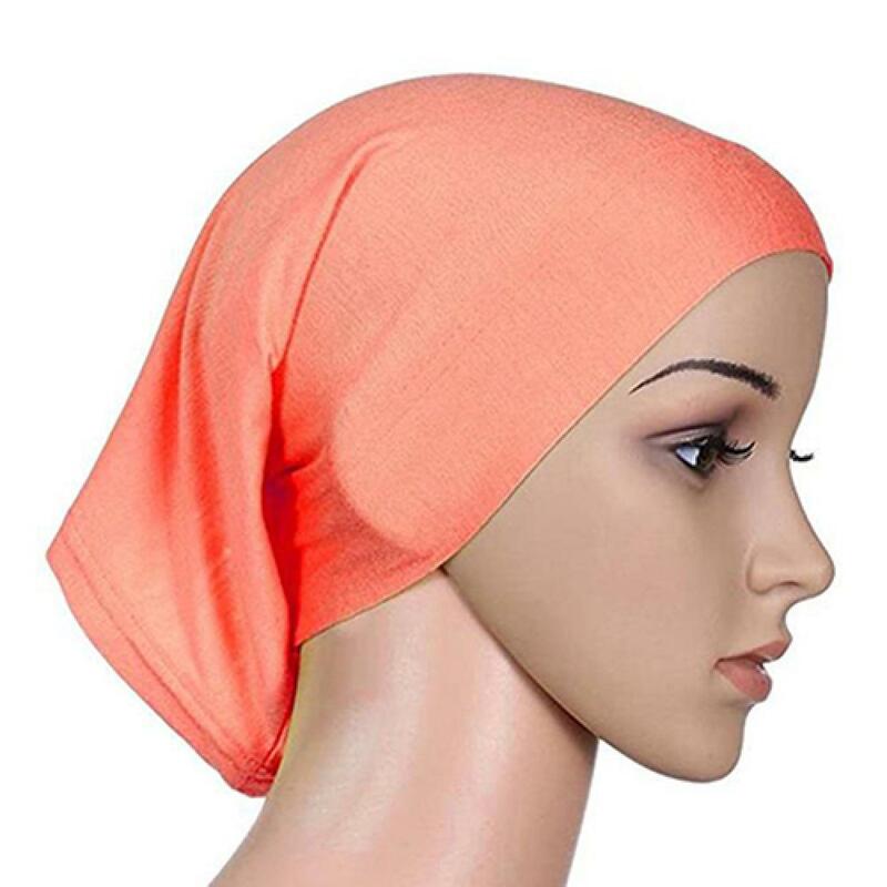 女性hijabsイスラム教徒ソリッドカラーのコットンキャップ弾性通気性下headwrapスカーフショール帽子2021