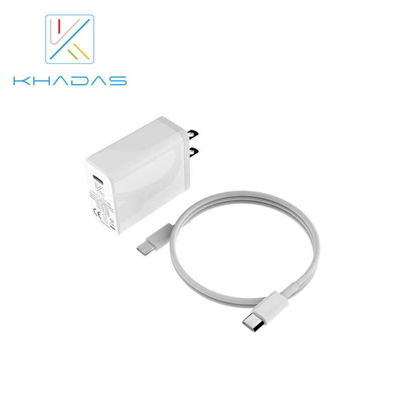 Adaptador Khadas USB-C, EUA, UE, Reino Unido, Cabo de dados não incluído, 24W
