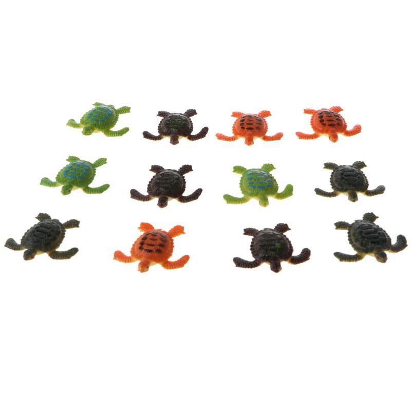 Figuras de plástico de tortugas de animales, 12 unidades, relleno de bolsas de fiesta para niñas y niños