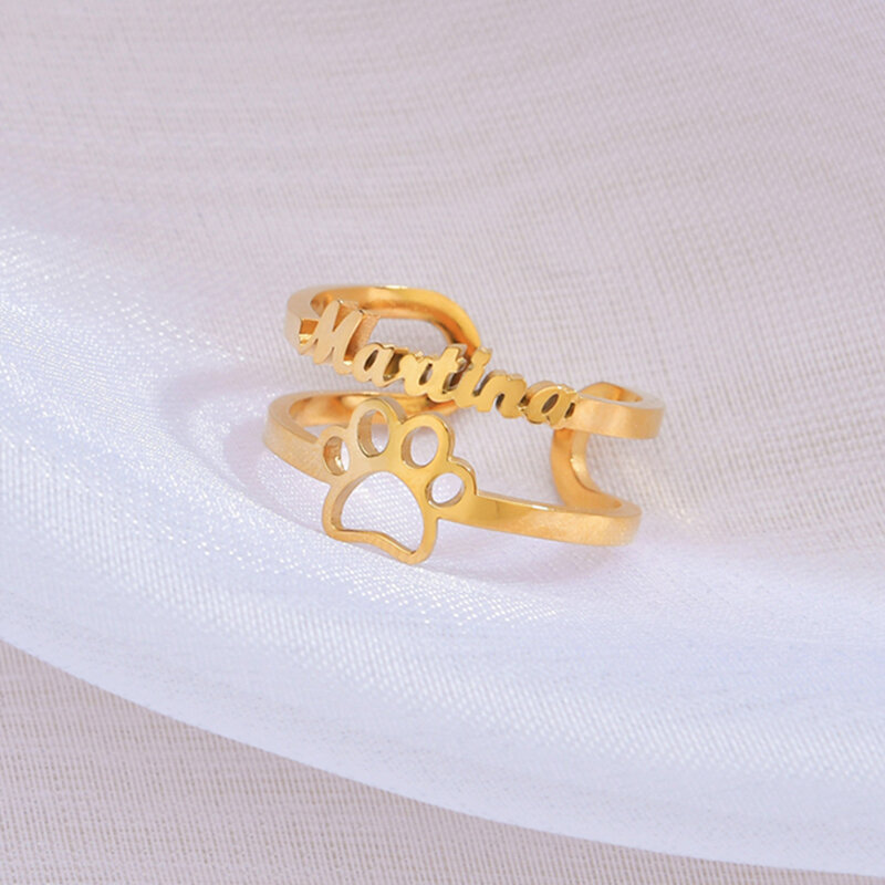 Letdiffery-anillos con nombre personalizados de moda, acero inoxidable, tamaño ajustable, placa con nombre personalizada, anillos abiertos, regalo de joyería, envío directo