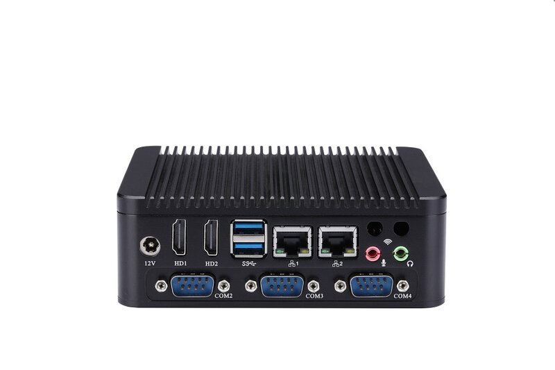 QOTOM IPC Micro PC Fanless Q515P Celeron AES-NI 4 COM GPIO WIFI per Computer Desktop domestico/ufficio/banca