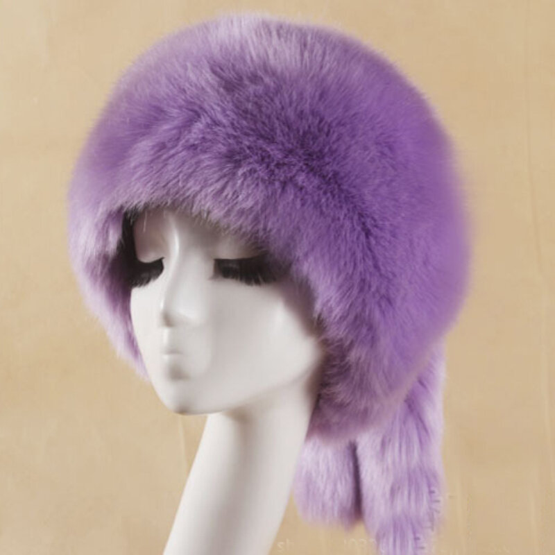 HT3449 cappello invernale da donna cappello spesso in pelliccia sintetica calda cappello tondo da donna con orecchie cappello russo Ushanka cappello da Bomber con paraorecchie femminile