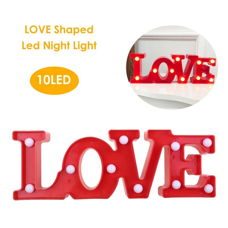 Lámpara Led de decoración con forma de amor, luz nocturna para fiesta de cumpleaños, Día de San Valentín, envío directo