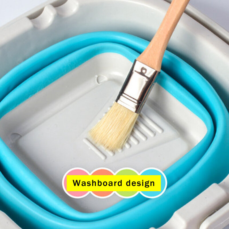 Caneta de lavagem portátil dobrável/de plástico, lona, silicone, caixa de escova, cilindro, recipiente para aquarela/guache/acrílico