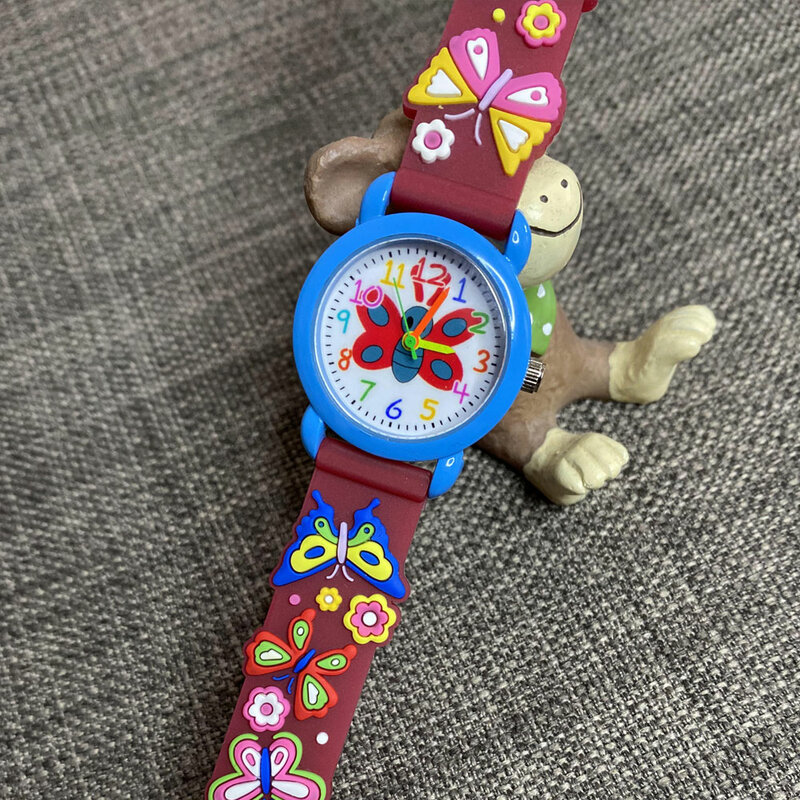 2021 nowy kolorowy dorywczo pasek z płótna Cartoon Butterfly zegar kwarcowy ładna dziewczyna uczeń Luminous zegarki prezent Relojes