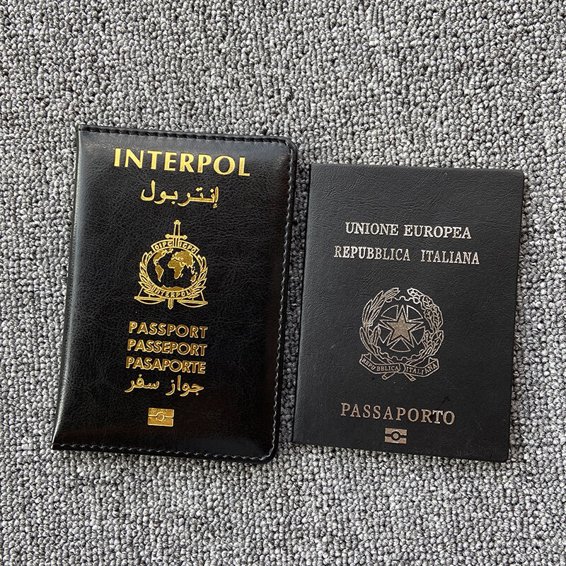 Interpolロゴパスポートカバー国際警察旅行ウォレットパスポートケーストラベルアクセサリー新しい