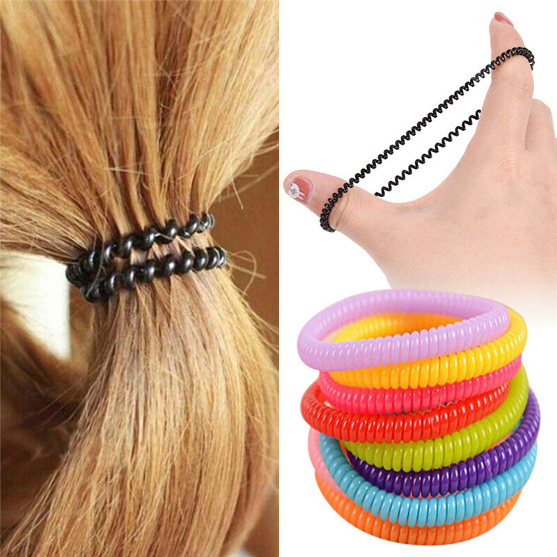 10 sztuk kolorowe opaski elastyczne linia telefoniczna gumki do włosów akcesoria do włosów Kid kucyk Holder Tie Gum