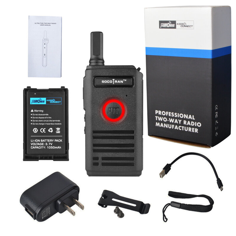 Ultra fino walkie talkie uhf recarregável mini rádios em dois sentidos inteligentes moda portátil rádio de 2 vias com ptt duplo & respiração luz