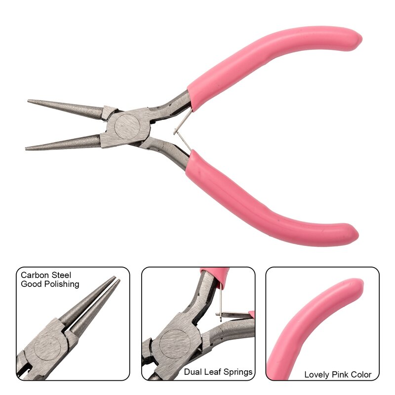 Pandahall  Jewelry Pliers Carbon Steel Round Nose Pliers Hand Tools Polishing Jewelry Making Tools 12x7.6x0.9cm
