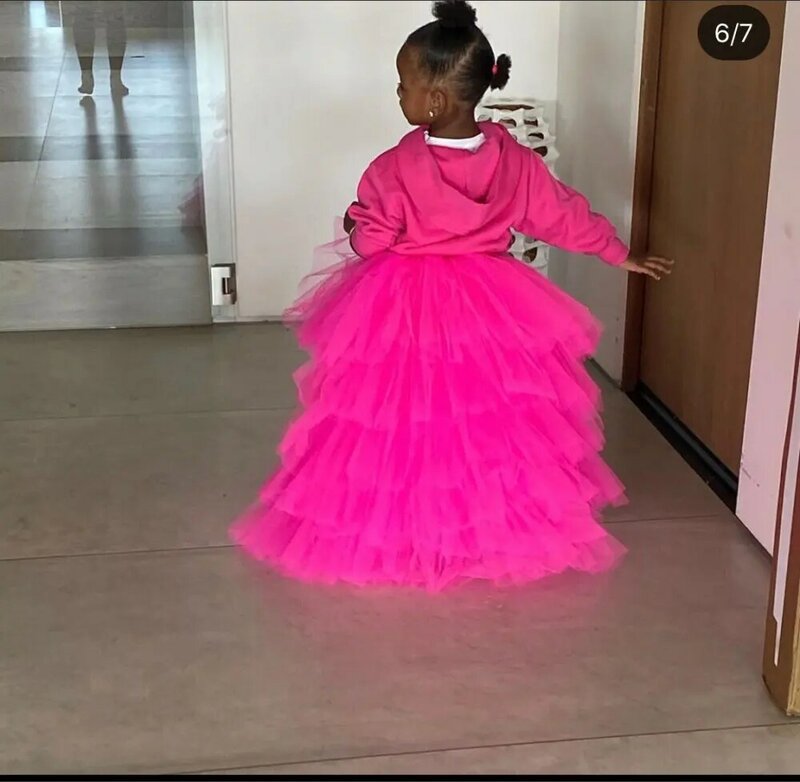 Śliczne dzieci Tutu spódnice wysoki niski bufiasty wielowarstwowy tiul dziecko długa spódnica Hot Pink Chic dziewczęca sukienka w kwiaty wykonane na zamówienie