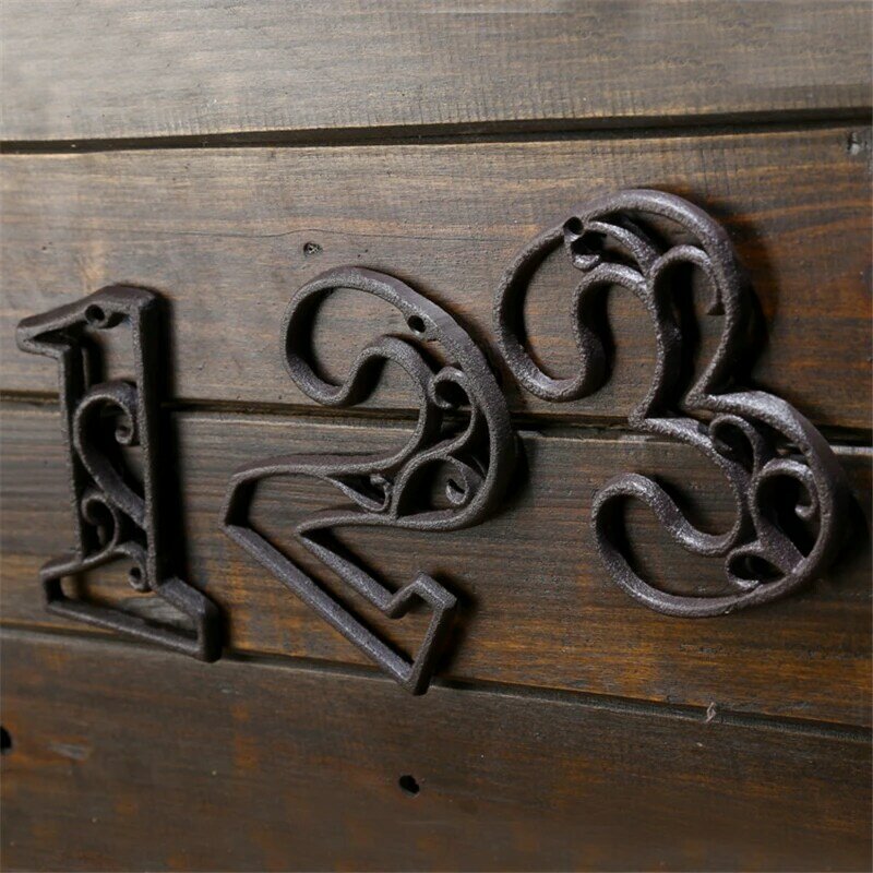 Industrial Cast Iron House Number American Style Door Numbers Address Customized Number For Home Restaurant Wall Living Room