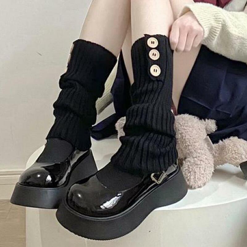 1 par feminino perna aquecedores de malha japão estilo feminino doce elástico boot cuffs para yoga