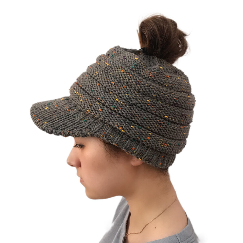 Bonnet tricoté avec gros câble pour femme, chapeau chaud d'hiver, ample, Crochet, avec visière, tendance