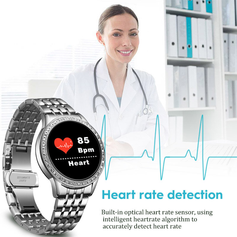 Lige nova mulher relógio inteligente de fitness rastreador para android ios freqüência cardíaca monitor pressão arterial pedômetro à prova dwaterproof água smartwatch + caixa