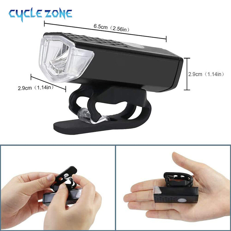 USB Recarregável Impermeável Frente Luzes LED, Farol de Mountain Bike, Bicicleta Safety Warning Light, Acessórios de ciclismo, MTB Luzes