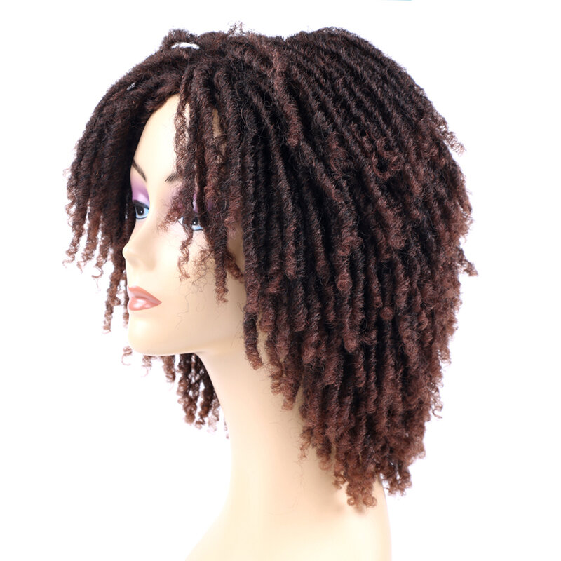 Wig Afro keriting ikal sintetis Wig gimbal untuk wanita Ombre hitam dan Wig coklat untuk WANITA HITAM