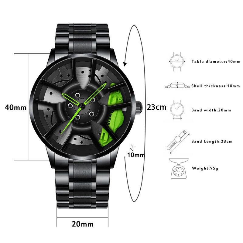 สแตนเลสสตีลนาฬิกา Hub การออกแบบที่กำหนดเองกีฬารถ Rim กีฬานาฬิกาชายนาฬิกา Mens ล้อนาฬิกาข้อมือนาฬิกา