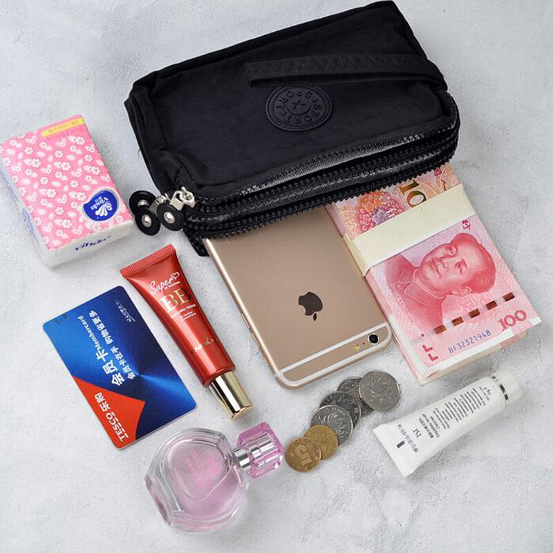 Geestock portafogli da donna portafoglio a 3 strati per borsa da donna pochette portamonete portamonete carte di tela chiavi ID borse per soldi tasca per il trucco