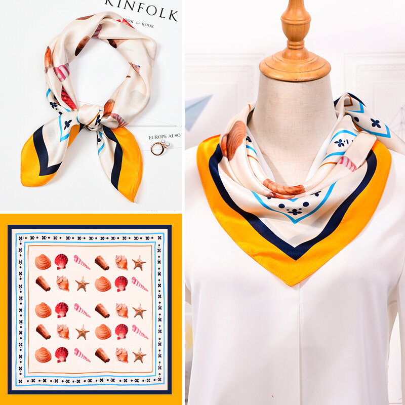 12 Momme Hangzhou sciarpa quadrata in pura seta Bandana 65*65cm 100% fazzoletti da collo in vera seta avvolge per sciarpa da collo in seta stampata da donna