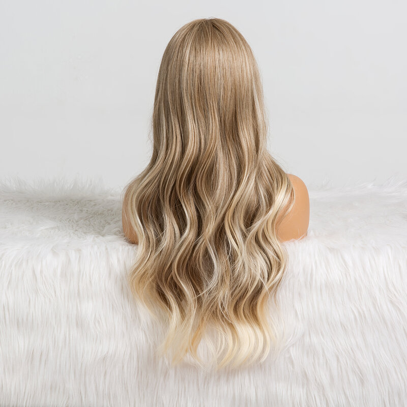 Длинный волнистый парик ALAN EATON с эффектом омбре, светло-пепельно-коричневый, светлый, для косплея, вечеринки, ежедневный синтетический парик для женщин, Термостойкое волокно высокой плотности