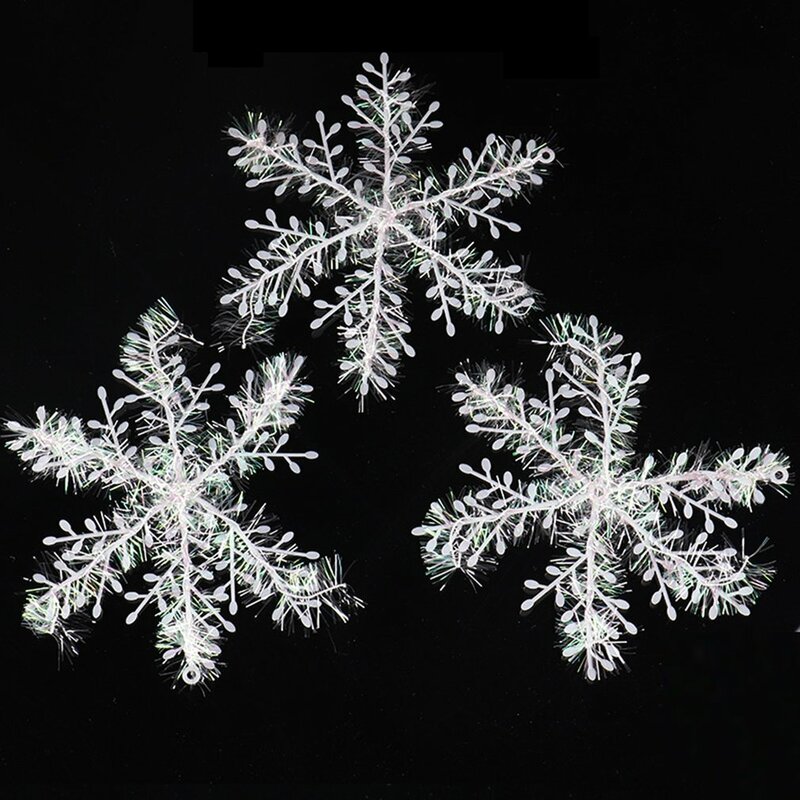 Adornos navideños de copos de nieve para árbol de Navidad, arreglo de cuerdas de copo de nieve, decoración de ventana de Navidad, copos de nieve, 3 piezas, 6-18cm