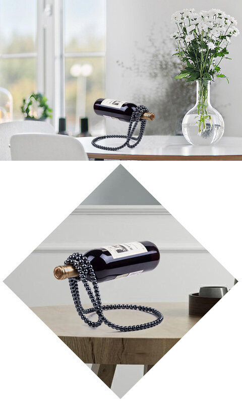 Kreatif Kalung Mutiara Rak Anggur Mewah Logam Ajaib Resin Menggantung Suspensi Botol Anggur Rak Pemegang Rumah Desktop Dekorasi