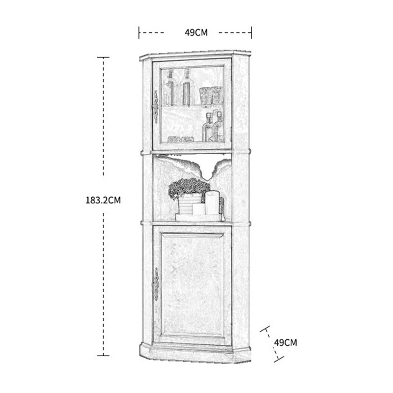 American Solid Wood Living Room Glass Door Corner Cabinet Storage Cabinet European Restaurant Corner Cabinet Wine Cabinet