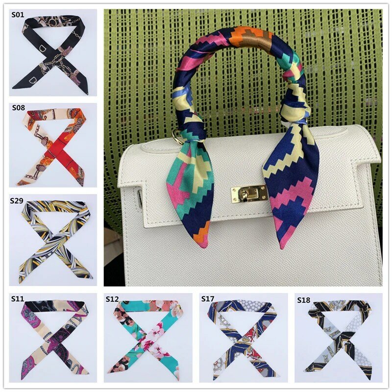 Apaszka do wlosow 2019 nowy Silk chudy szalik kobiety drukuj projektant opaska do włosów szaliki dla pań długa wstążka torba szaliki krawat, żeński, moda