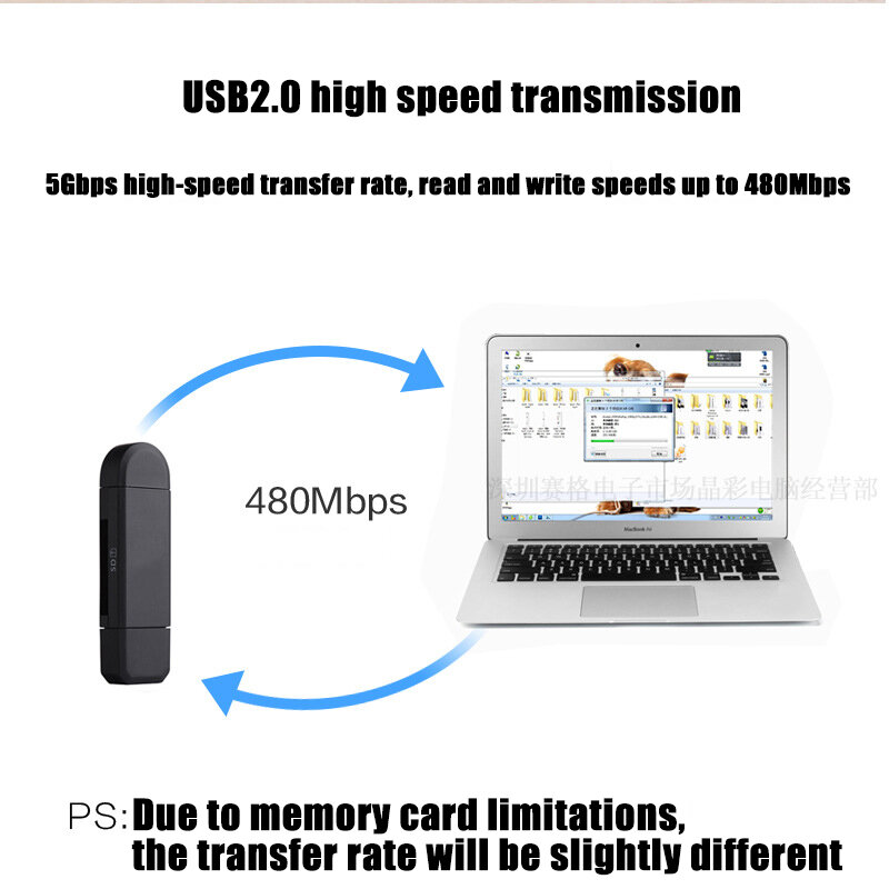 Tipo Universal C Micro USB Card Reader, 3 em 1, OTG, TF, SD para laptop, telefone, cabeçalhos de extensão, leitor de cartão, de alta velocidade, OTG 2.0
