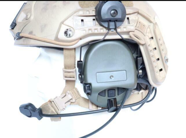 ARC helmet rail bracket electronic shooting hearing protection headset (FG) + silicone earmuffs + U94 PTT